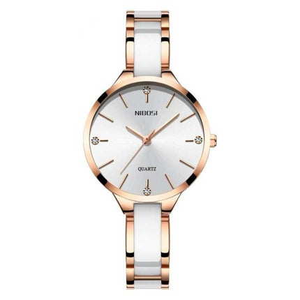 Luxe Horloge voor Dames - Keramische Armband Klok Kwarts Roestvrij Staal Polshorloge Zwart