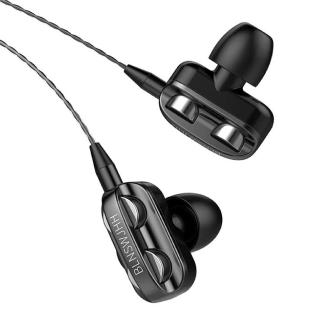 Dual Driver Oordopjes AUX 3.5mm - Oortjes Wired Earphones Oortelefoon Zwart