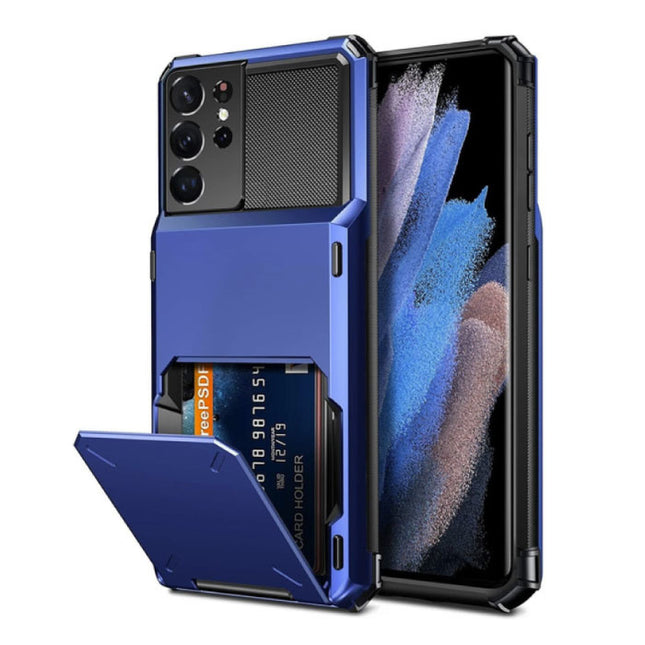 Samsung Galaxy S21 FE - Kaarthouder Hoesje - Wallet Card Slot Portemonnee Cover Case Blauw