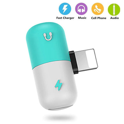 iPhone Lightning Oplader + Headphone Audio Splitter Adapter Blauw