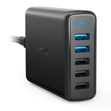 5-Port Muur Oplader - PowerIQ Wallcharger AC Thuislader Stekkerlader Adapter Zwart