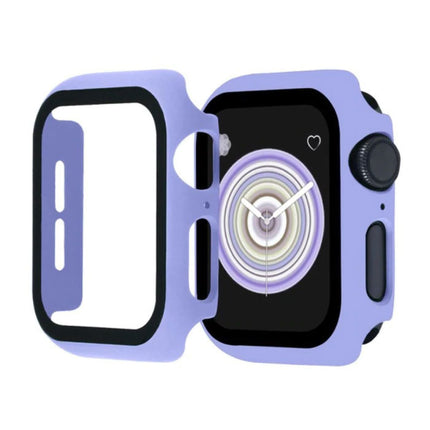 Full Cover voor iWatch Series 40mm - Hoesje en Screen Protector - Tempered Glass Hard Case TPU Paars
