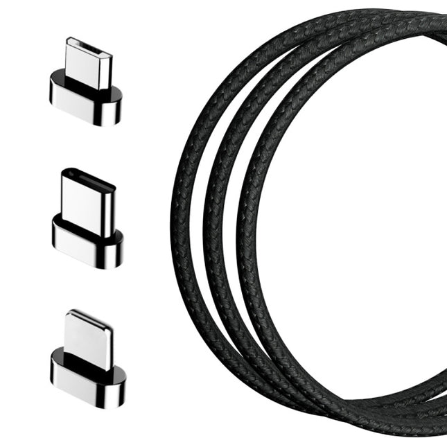 USB 2.0 - Micro-USB Magnetische Oplaadkabel 1 Meter Gevlochten Nylon Oplader Data Kabel Data Android  Zwart