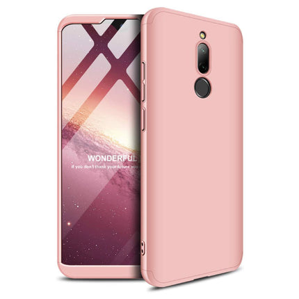 Xiaomi Redmi 7 Full Cover - 360° Body Hoesje Case + Screenprotector Tempered Glass Roze