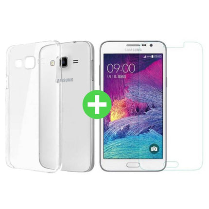 Samsung Galaxy J7 Prime 2016 Transparant TPU Hoesje + Screen Protector Tempered Glass