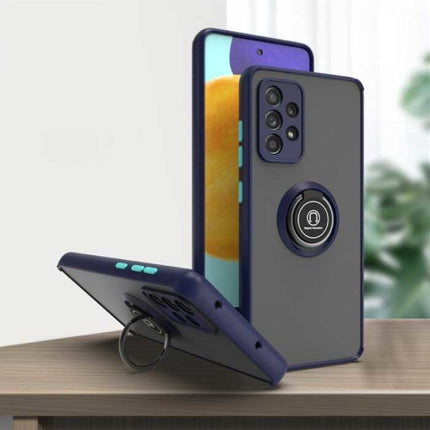 Samsung Galaxy S22 Plus Hoesje met Ring Kickstand en Magneet - Schokbestendige Cover Case Blauw