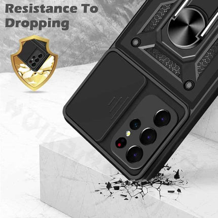 Samsung Galaxy A52 5G - Armor Hoesje met Kickstand en Camera Bescherming - Pop Grip Cover Case Roze