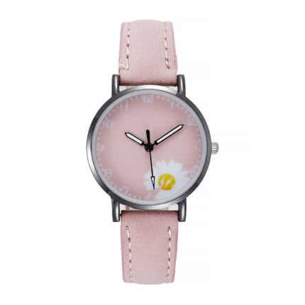 Minimalistisch Horloge voor Dames - Modieus Kwarts Uurwerk Vrouwen Lichtgevend Leer Bandje Roze