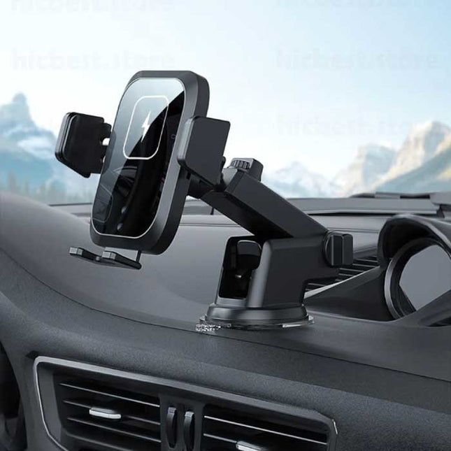 Qi Draadloze Autolader met Quick Charge 3.0 Adapter - Dashboard Stand Oplader Universeel Wireless Car Charging Pad Zwart