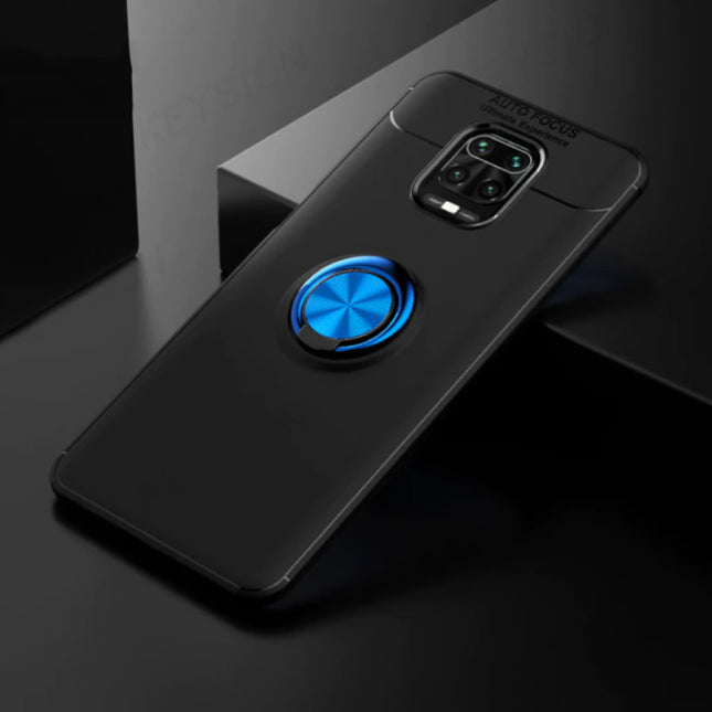 Xiaomi Redmi 7A Hoesje met Metalen Ring  - Auto Focus Shockproof Case Cover Cas TPU Zwart-Blauw + Kickstand