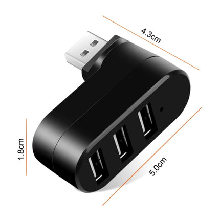 3 in 1 USB 2.0 Hub - Roterende Splitter Data Overdracht Oplader - Zwart