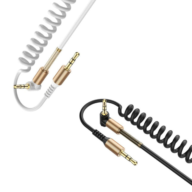 Gekrulde 3.5mm AUX Kabel Verguld Spiraal Audio Jack 1.5 Meter - Rood