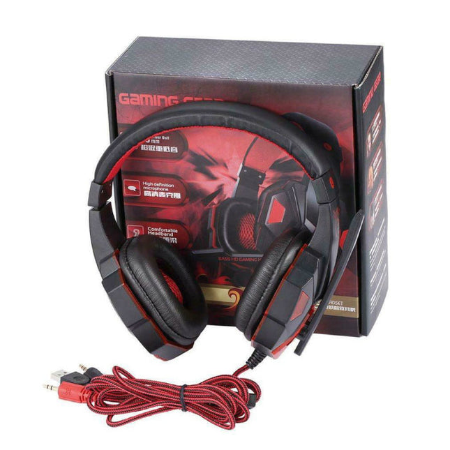 PC780  Gaming Koptelefoon Headset Headphones Over Ear met Microfoon Rood