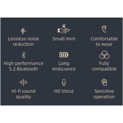 Draadloze Headset - Oorhaak Oordopje met Touch Control - TWS Oortje Bluetooth 5.2 Wireless Bud Headphone Oortelefoon Wit