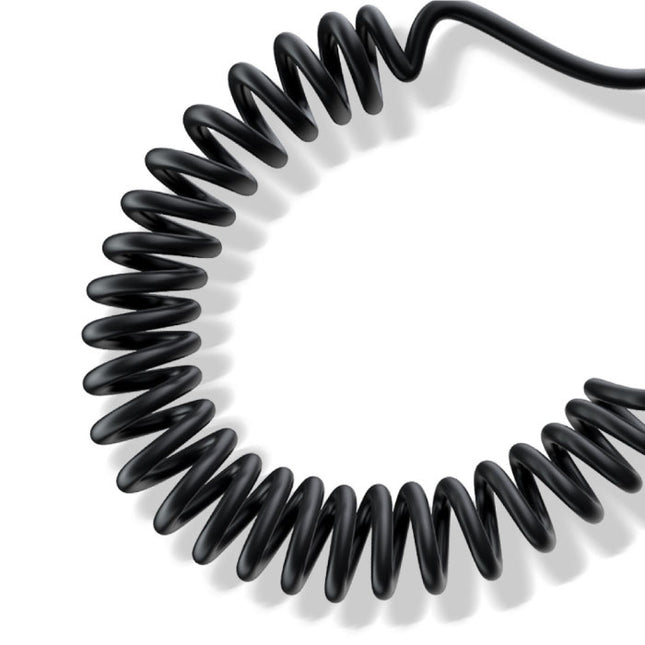 66W USB-C naar USB-C Spiraal Oplaadkabel - 1,5 meter - Power Delivery (PD) Type C Oplader Data Kabel Zwart