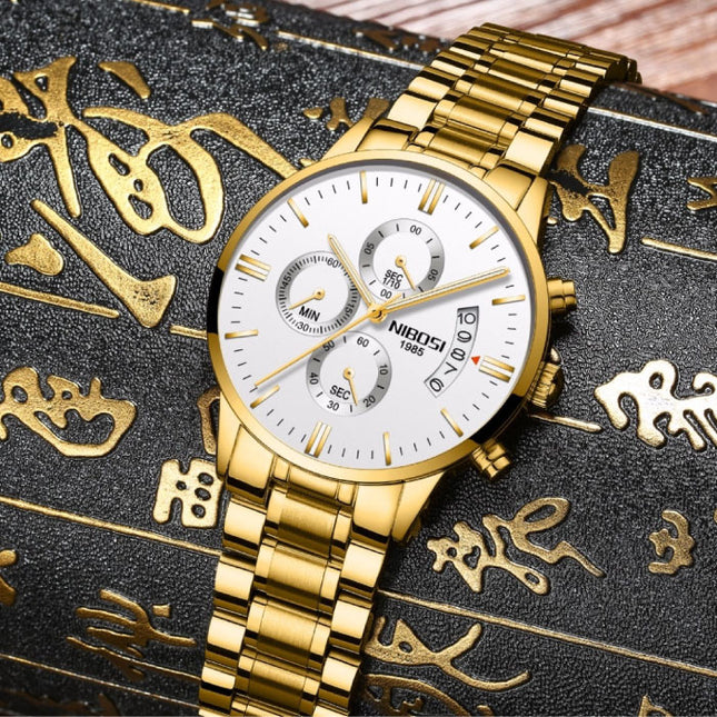 Staal Horloge voor Heren - Luxe Bandje Anoloog Uurwerk voor Mannen Kwarts Rose Gold