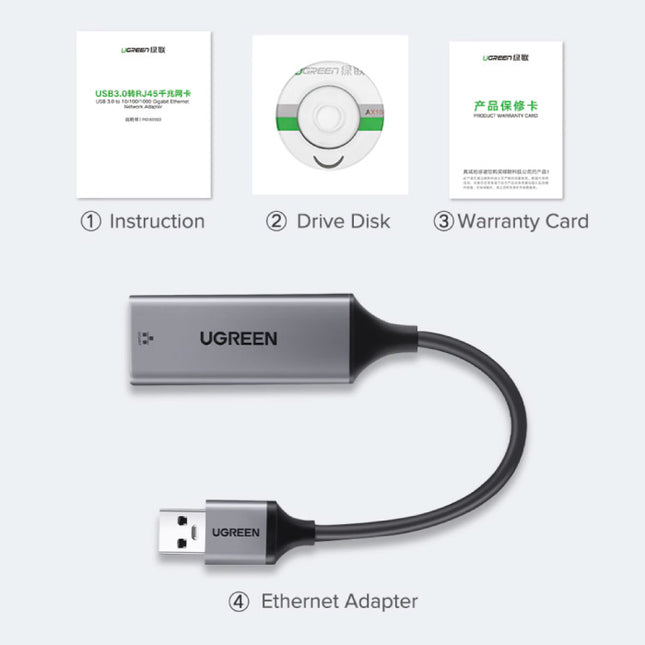 USB naar Ethernet Poort Adapter - 1000Mbps Data Overdracht Converter Aluminium Zilver