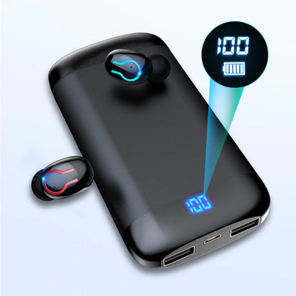 Q66 TWS Wireless Smart Touch Control Oortjes Bluetooth 5.0 In-Ear Wireless Buds Koptelefoon Oordopjes 6000 mAh Powerbank Zwart