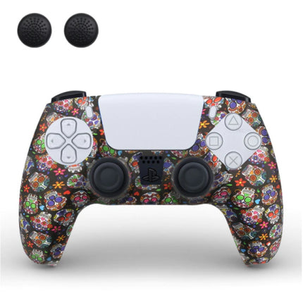 Antislip Hoes / Skin voor PlayStation 5 Controller met Joystick Caps - Rubber Grip Cover PS5 - Bloemen