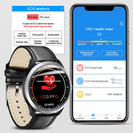 Sports Smartwatch N58 ECG+PPG Fitness Sport Activity Tracker Smartphone Horloge iOS Android iPhone Samsung Huawei Zilver Metaal