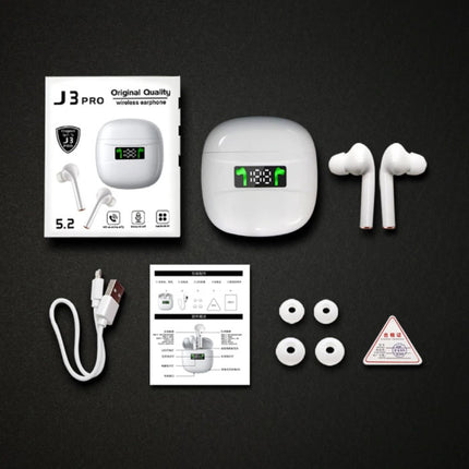J3 Draadloze Bluetooth-oortelefoon - Echte Touch Control-oortelefoon TWS-oortelefoon - Wit