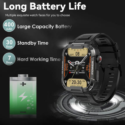 MK66 Outdoor Smartwatch - 1.85" Display - Activity Tracker Horloge Khaki