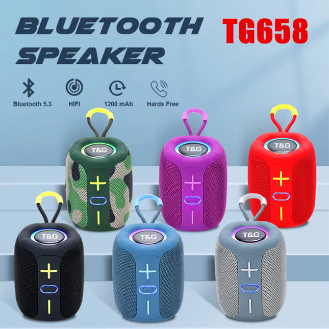 TG658 Draadloze Luidspreker - 1200mAh Batterij - Bluetooth 5.3 Subwoofer HiFi TF Radio - Zwart
