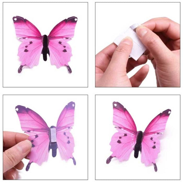 Glow in the Dark Vlinders - 12 Stuks - Lichtgevende Muurstickers Decoratie Paars