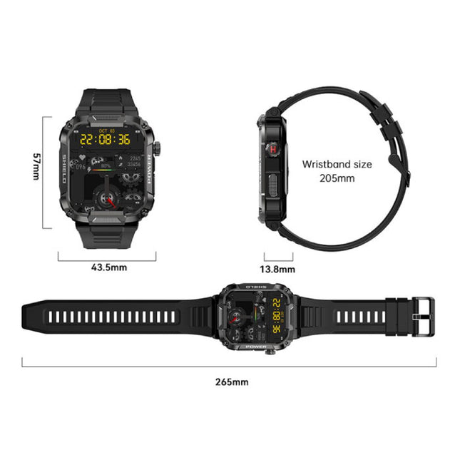 MK66 Outdoor Smartwatch - 1.85" Display - Activity Tracker Horloge Khaki