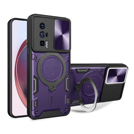 Xiaomi Poco F5 (5G) Hoesje met Ring Kickstand en Magneet - Schokbestendig Cover Case Paars