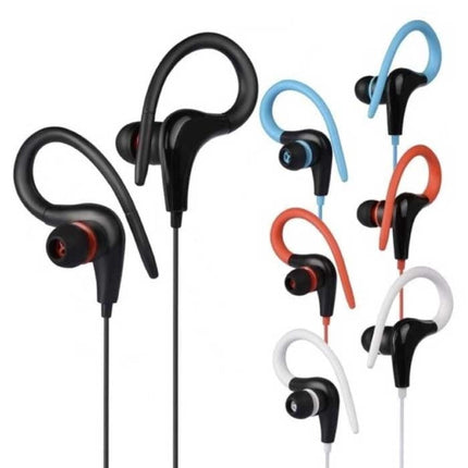3.5mm AUX Oordopjes met Oorhaak - Oortjes Wired Earphones Oortelefoon Zwart
