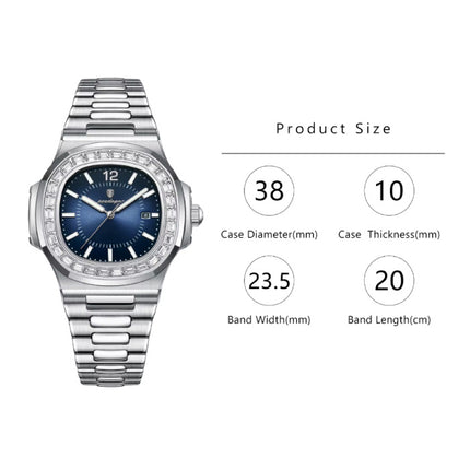 Luxe Vierkant Kwarts Horloge - 3 ATM Waterdicht Lichtgevend Herenhorloge Roestvrij Staal - Rose Gold Zwart