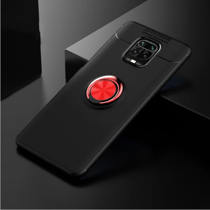 Xiaomi Redmi 7A Hoesje met Metalen Ring  - Auto Focus Shockproof Case Cover Cas TPU Zwart-Rood + Kickstand