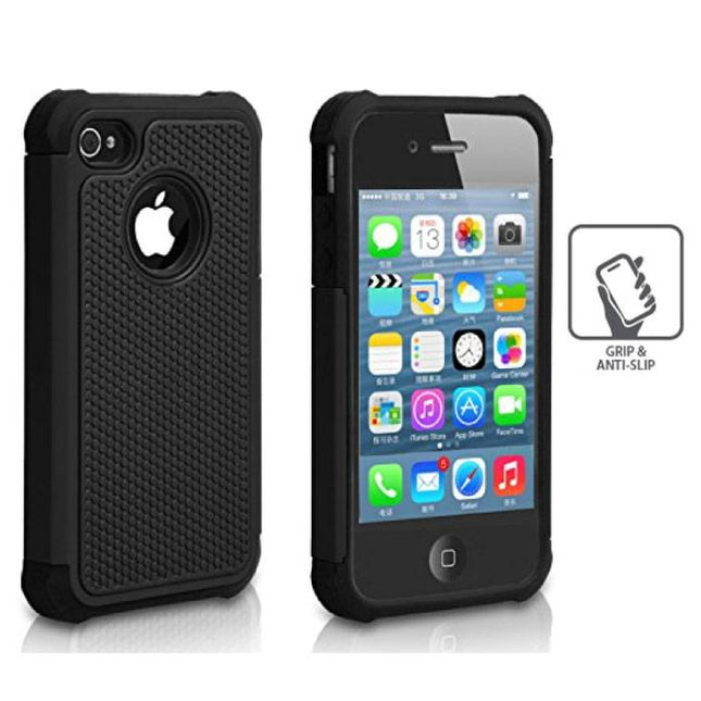 Voor Apple iPhone 4 - Hybrid Armor Case Cover Cas Silicone TPU Hoesje Zwart