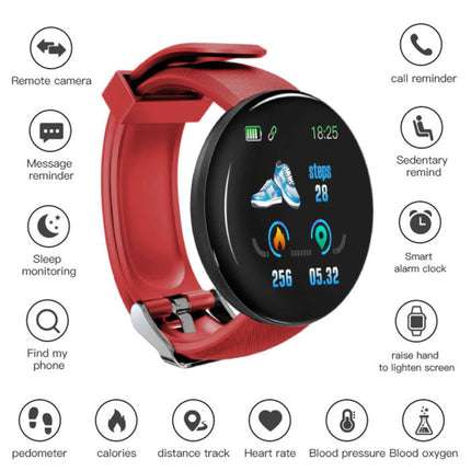 Originele D18 Smartwatch Curved HD Smartphone Sport Fitness Sport Activity Tracker Horloge iOS Android iPhone Samsung Huawei Rood