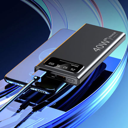 20.000mAh Mini Powerbank  met LED Display - 40W Noodaccu Batterij Oplader Zwart