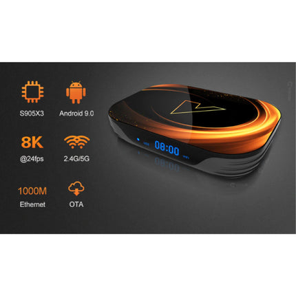 X3 TV Box Mediaspeler Android 9.0 Kodi - Bluetooth 4.0 - 8K - 4GB RAM - 128GB Opslagruimte