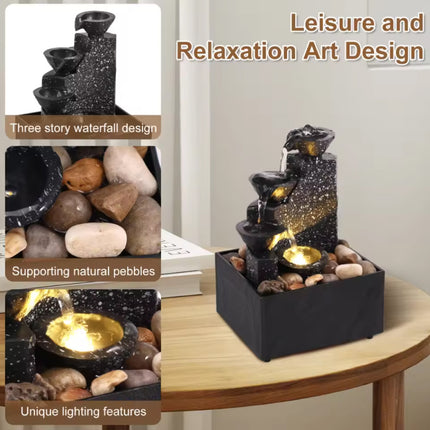 Zen Sier Waterval met Keien - Feng Shui Fontein Decor 