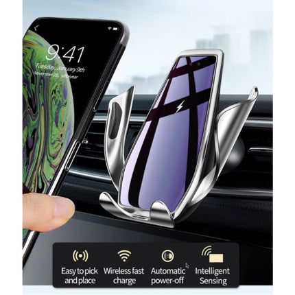 Qi Draadloze Autolader 15W - Quick Charge 3.0 - Dashboard Stand Oplader Universeel Wireless Car Charging Pad Zilver