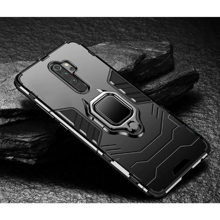 Xiaomi Redmi Note 8 Pro Hoesje  - Magnetisch Shockproof Case Cover Cas TPU Zwart + Kickstand