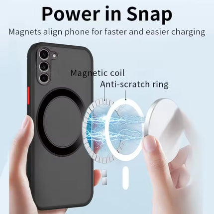Matte Magnetisch Hoesje voor Samsung Galaxy S23 - Draadloos Opladen Cover - Blauw
