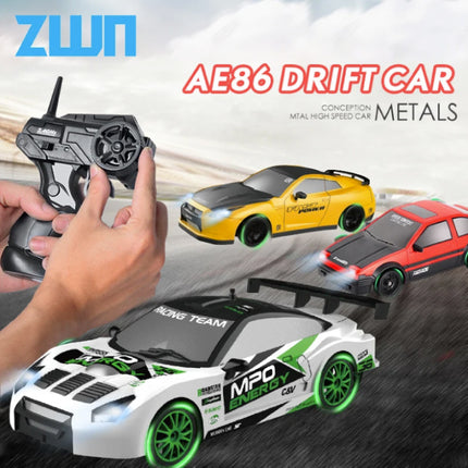 RC Auto met Afstandsbediening - GTR Model - Hoge Snelheid Drift met LED Licht op 1:24 Schaal - Blauw