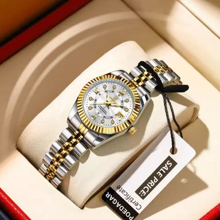 Luxe Elegant Horloge voor Dames - Modieus Kwarts Uurwerk Roestvrij Staal - Goud