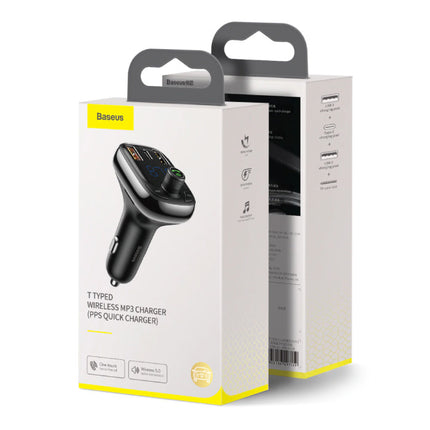 2x USB/USB-C Autolader Bluetooth Transmitter Handsfree Oplader FM Radio Kit Zwart 