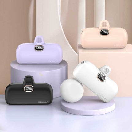 5000mAh Mini Powerbank voor iPhone Lightning - QC / PD Externe Noodaccu Batterij Oplader Paars