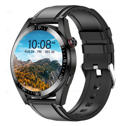 Smartwatch met Bloeddrukmeter en Zuurstofmeter - Fitness Sport Activity Tracker Horloge iOS Android - Leren Bandje Zwart