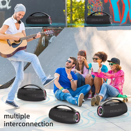 S97 Draadloze Luidspreker met Handgreep - Bluetooth 5.2 TWS 80W RGB Boom Box - Zwart 