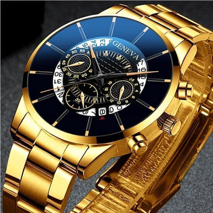 Klassiek Horloge voor Heren - Kwarts Stalen Riem Luxe Uurwerk Kalender Zakelijk Zilver Wit