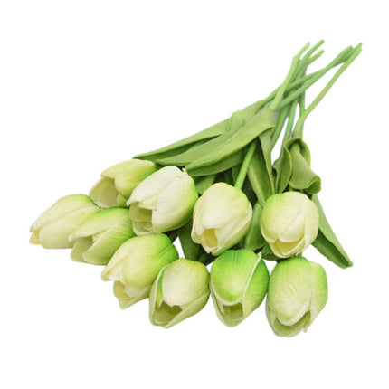 Kunst Boeket - Tulpen Zijden Bloemen Tulp Luxe Boeketten Decor Ornament Groen