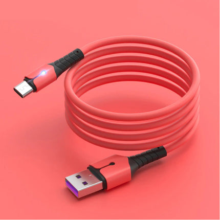 Vloeibare Siliconen Oplaadkabel voor Micro-USB - 5A Datakabel 1.5 Meter Oplader Kabel Rood